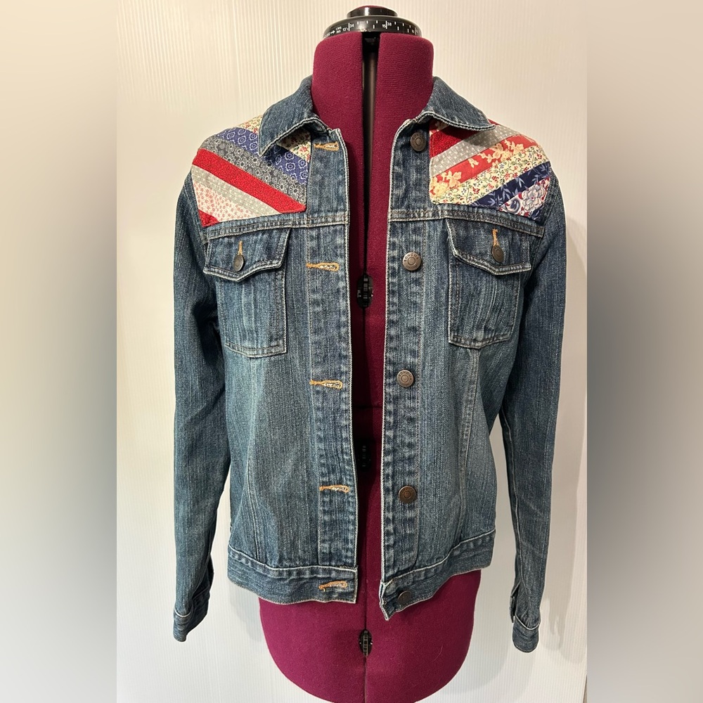 Denim Jacket Upcycled Size Small - Picture 3 of 16